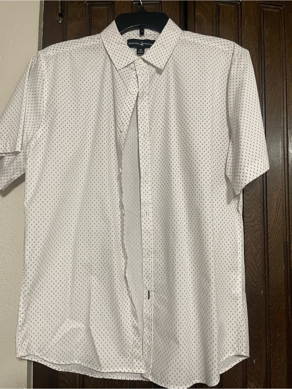 Beverly Hills Polo Club White Short-Sleeve Microdot Button-Down Shirt